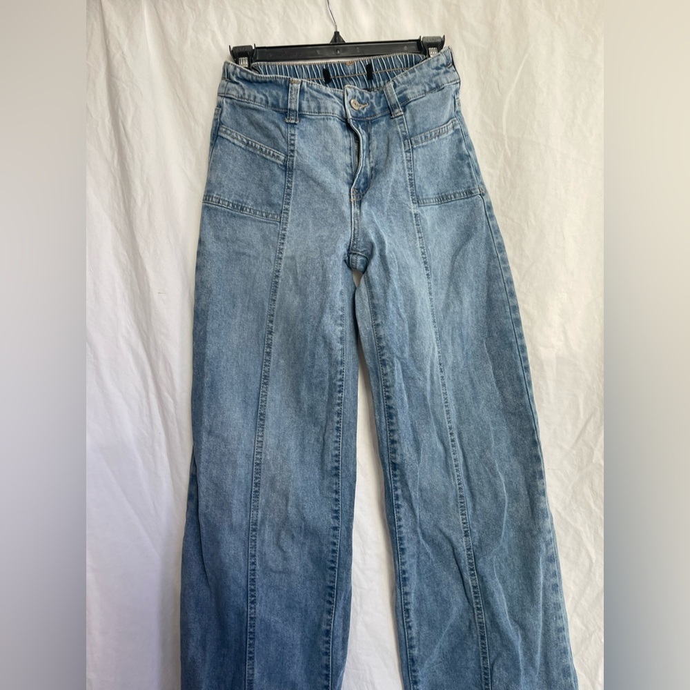 Madden NYC Mid-Rise Loose Fitted Jeans Wide Leg Denim Cargo Utility Size Small - Picture 6 of 16